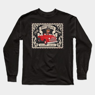 Funny Cute Rottie Rottweiler Dog in Red Truck Long Sleeve T-Shirt